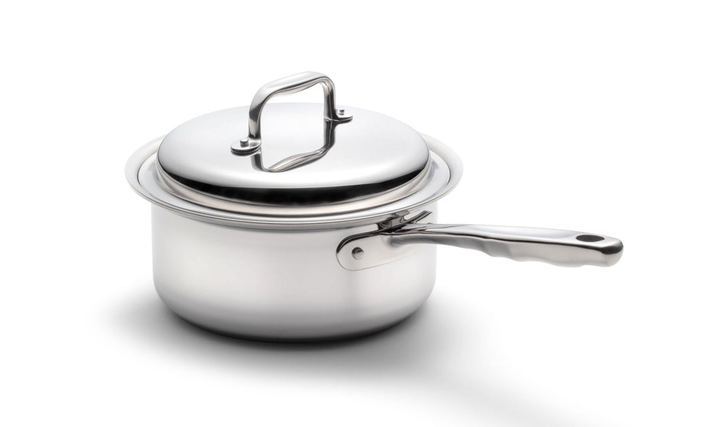 360 Cookware. T-304 Surgical Grade Stainless Steel Handcrafted in the U.S.A. High quality cookware. 3 quart saucepan with lid. Made in USA. 360 Vapor® Cooking technology.