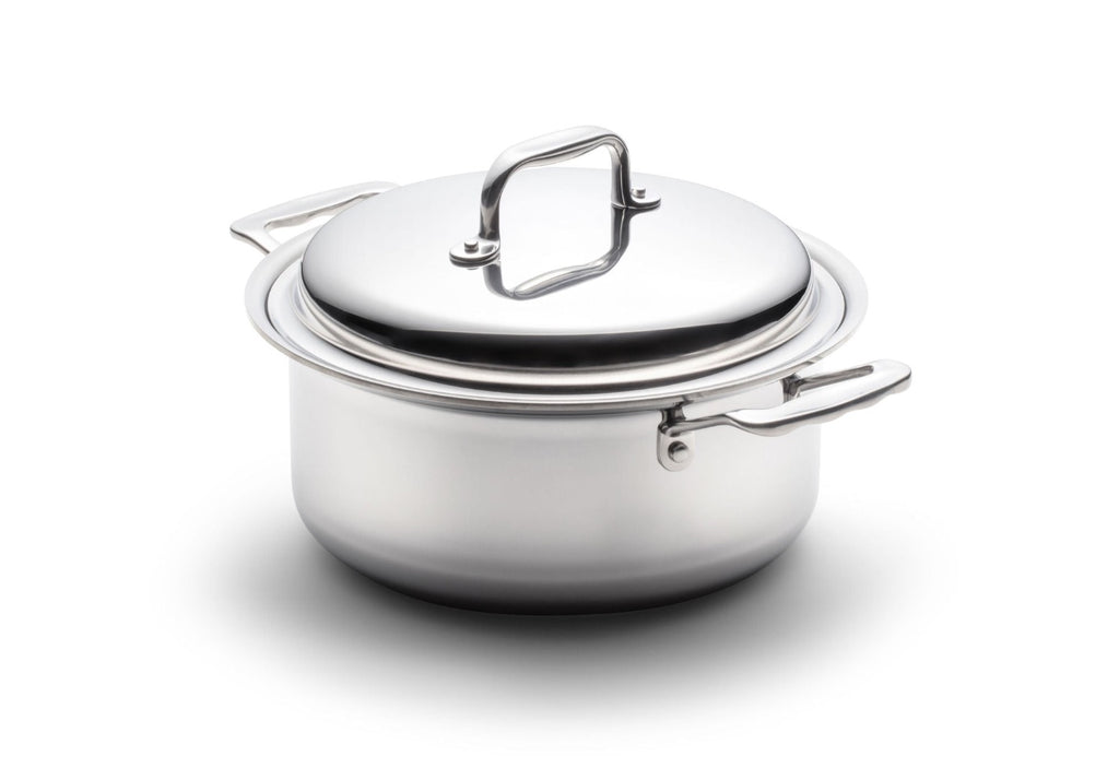 360 Cookware. T-304 Surgical Grade Stainless Steel Handcrafted in the U.S.A. High quality cookware. 4 quart Stockpot with lid. Made in USA. 360 Vapor® Cooking technology.