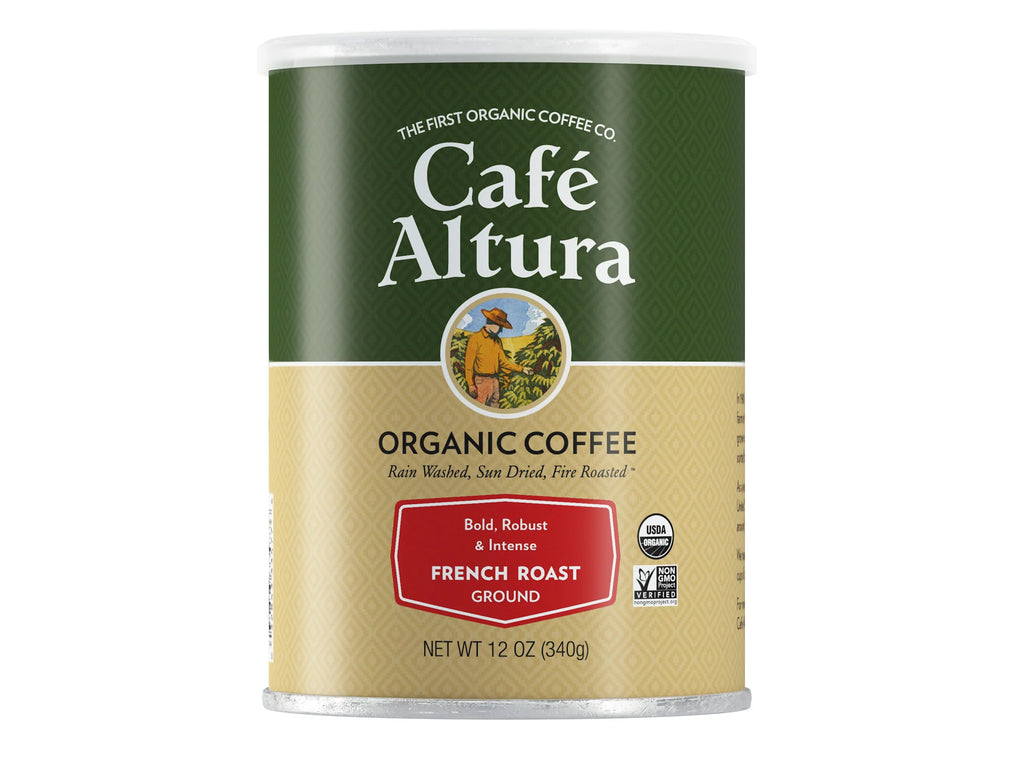 Cafe Altura Organic French Roast Coffee 12 oz Cannister. Organic coffee. Non GMO 