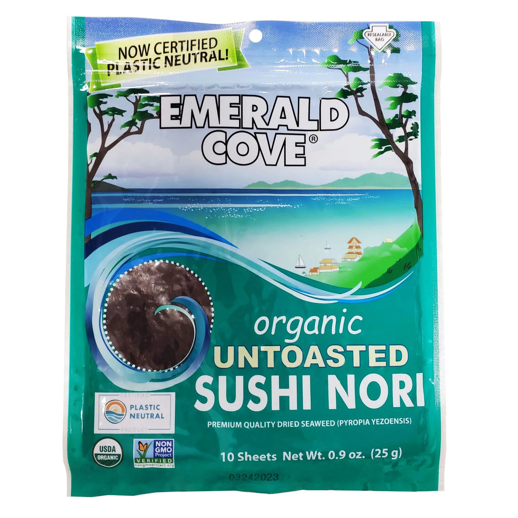 Emerald Cove Organic Untoasted Sushi Nori 10 Sheets - 3 Pack. Non GMO