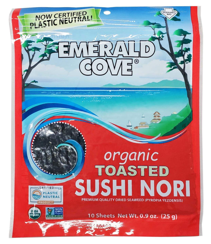 Emerald Cove Organic Sushi Toasted Nori 10 Sheets - 3 Pack. Non GMO