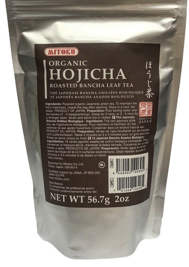 Mitoku Organic Hojicha Roasted Bancha Leaf Tea. Product of Japan.