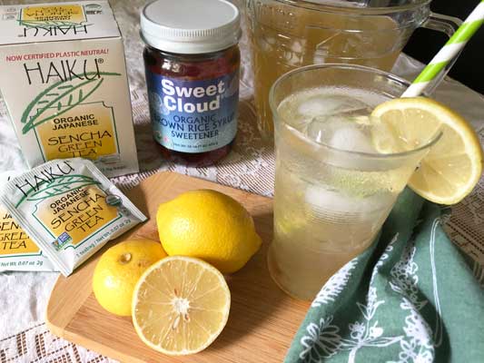 Organic Chef Tom sweetens his Sencha Lemonade with Sweet Cloud Organic Lemonade