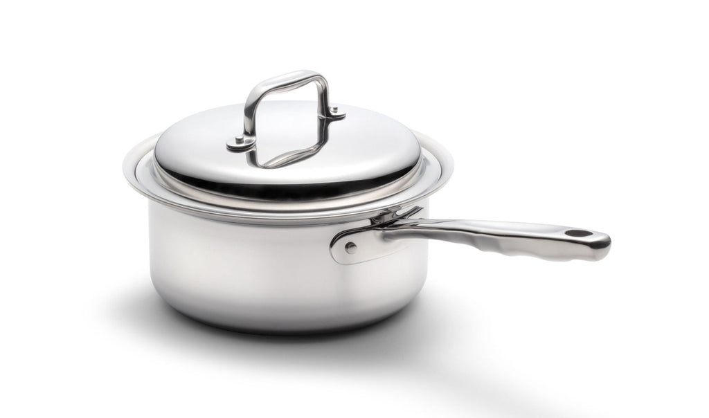 360 Cookware. T-304 Surgical Grade Stainless Steel Handcrafted in the U.S.A. High quality cookware. 3 quart saucepan with lid. Made in USA. 360 Vapor® Cooking technology.  