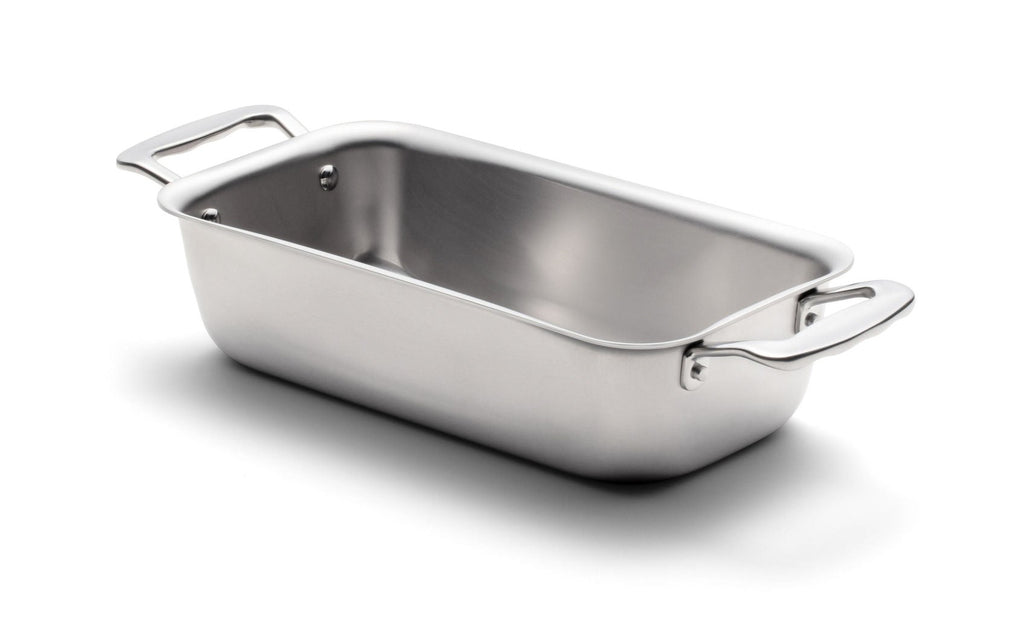 360 Cookware. T-304 Surgical Grade Stainless Steel Handcrafted in the U.S.A. High quality cookware. Loaf Pan with Handles. No coating     