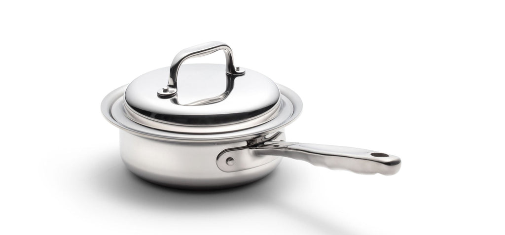 360 Cookware. T-304 Surgical Grade Stainless Steel Handcrafted in the U.S.A. High quality cookware. 1 quart saucepan with lid. 