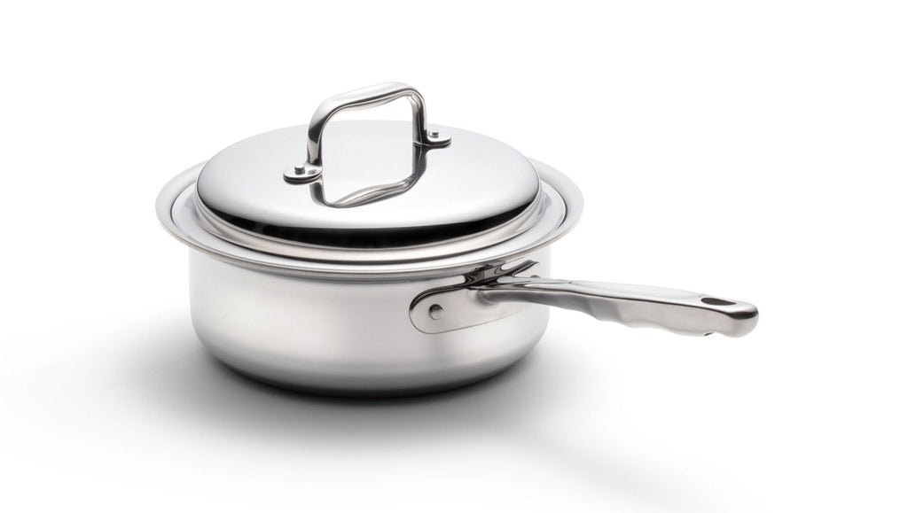 360 Cookware. T-304 Surgical Grade Stainless Steel Handcrafted in the U.S.A. High quality cookware. 2 quart saucepan with lid. 