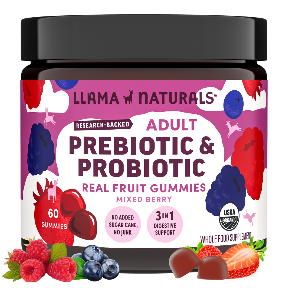 Llama Naturals Prebiotic & Probiotic Real Fruit Gummies Mixed Berry 60 Count at Natural Lifestyle Market