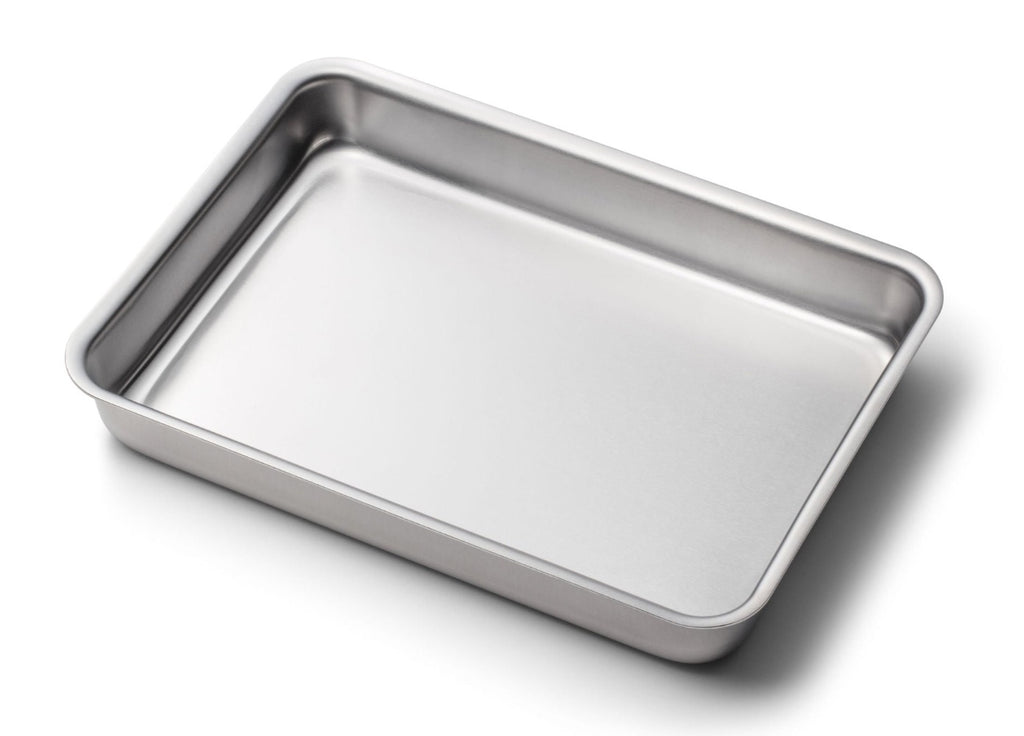 Stainless Steel Bake & Roast Pan U.S.A. 360 Cookware and bakeware. T-304 Surgical Grade Stainless Steel Handcrafted in the U.S.A. High quality cookware. 9 x 13 inch bake and roast pan. Made in USA. No coating.      