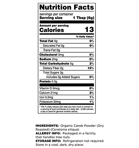 Terrasoul Organic Roasted Carob Powder Ingredients and Nutrition Facts