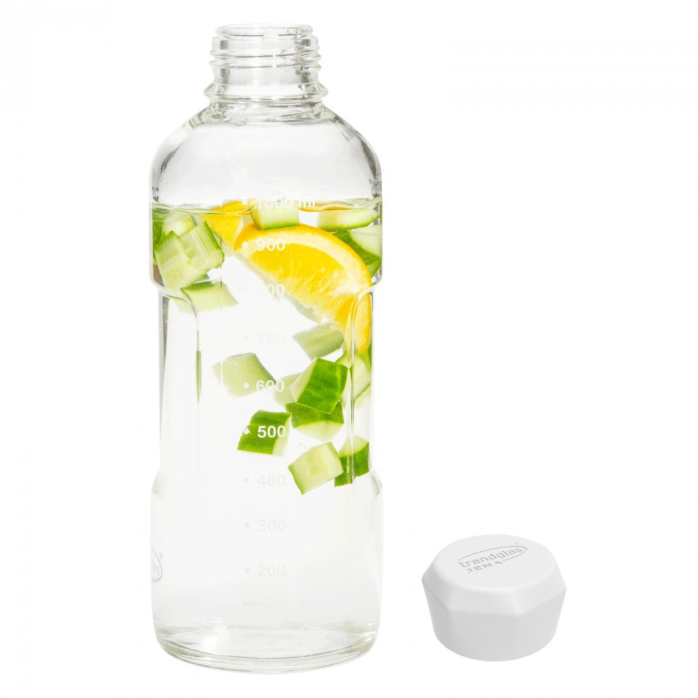 trendglas-german-glass-water-bottle-with-white-cap-33oz.  