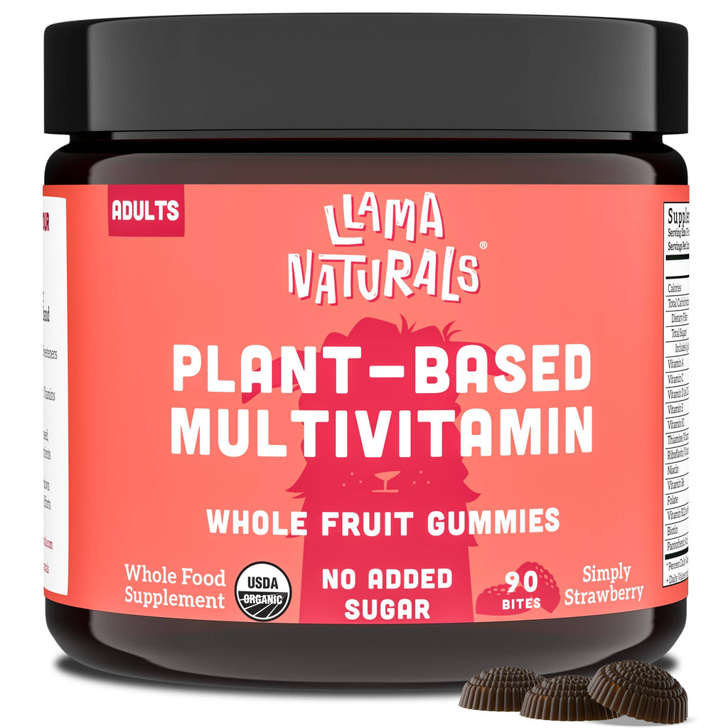 Llama Naturals Plant-Based Multivitamin Whole Fruit Gummies Simply Strawberry 