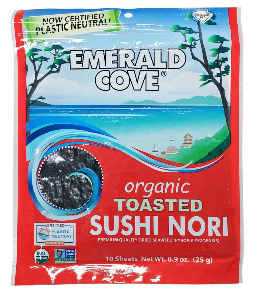 Emerald Cove Organic Sushi Toasted Nori 10 Sheets - 3 Pack. Non GMO.     