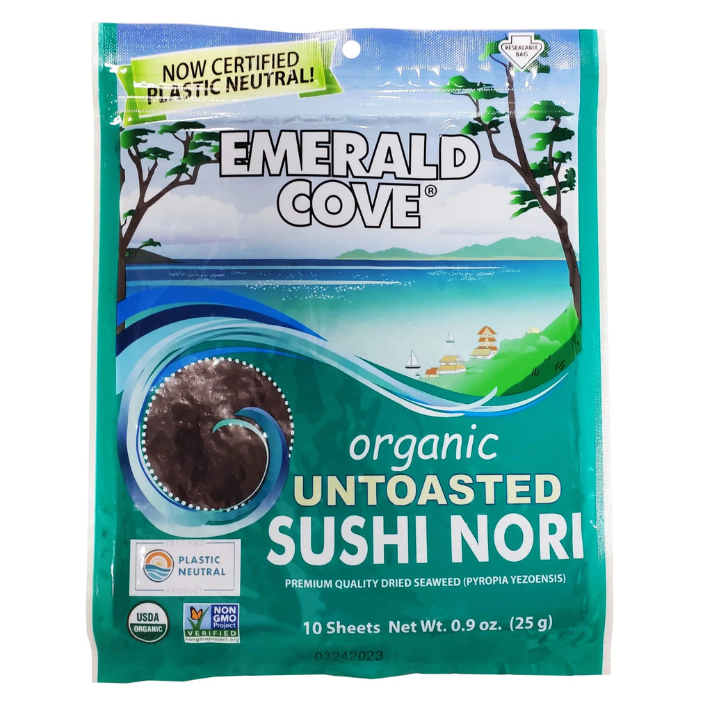 Emerald Cove Organic Untoasted Sushi Nori 10 Sheets - 3 Pack. Non GMO.  