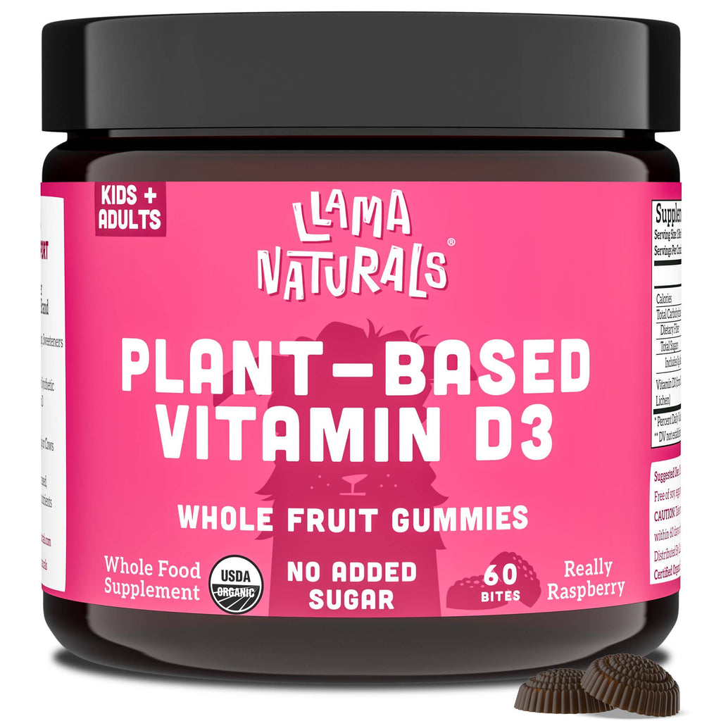 Llama Naturals - Whole Fruit Vitamin D3 Gummies (Kids & Adults), Raspberry  