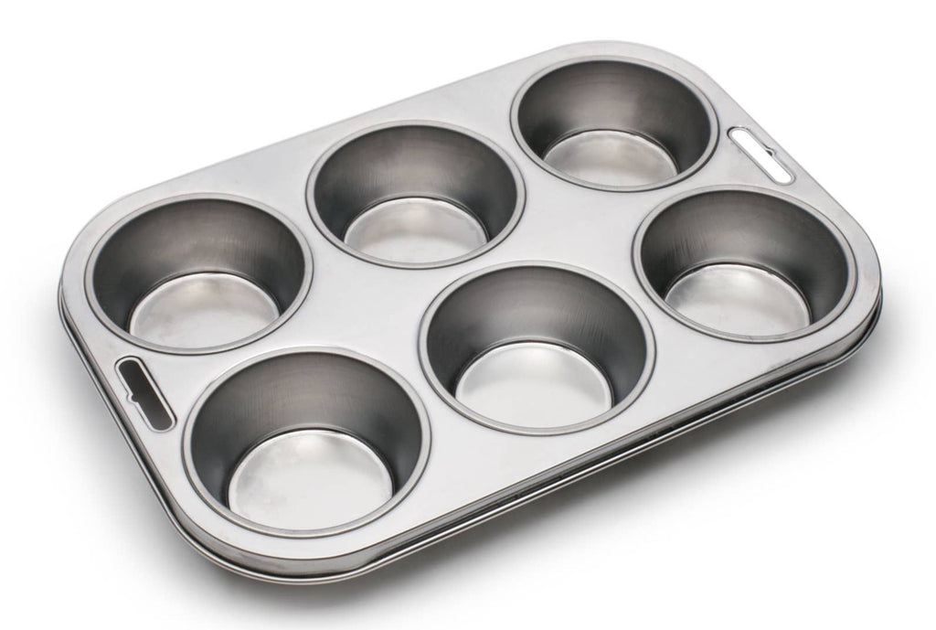 Stainless steel 6 cup muffin pan. No coating                                    