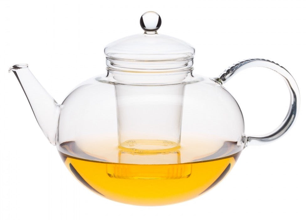 Trendglas JENA German Glass 5 cup Miko Teapot with glass infuser. Heat-resistant German made Borosilicate glass. No heavy metals or other toxic substances and Lead free. Perfect for brewing loose tea.                 