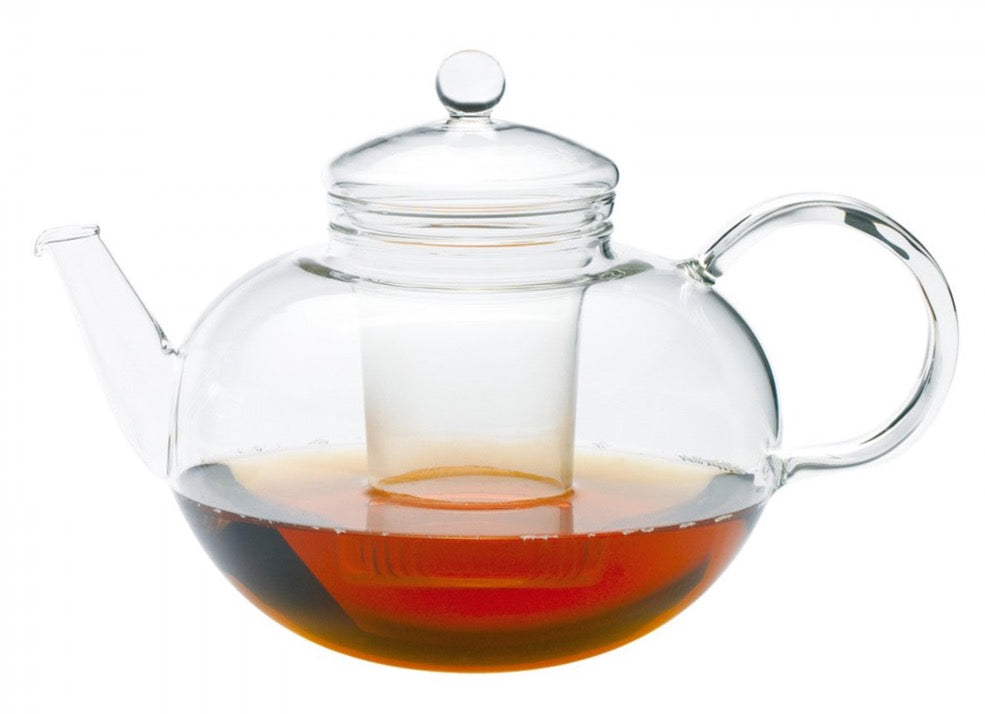 Trendglas JENA German Glass 8 cup Miko Teapot with glass infuser. Heat-resistant German made Borosilicate glass. No heavy metals or other toxic substances and Lead free. Perfect for brewing loose tea.              